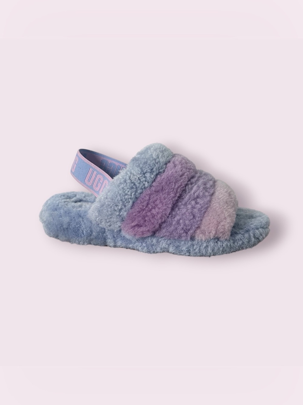 UGG Fluff Yeah Slide Slipper Sandal Shoe Cornflower Purple Blue Women’s Size 8